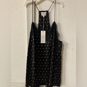 CAMI NYC black and beige polka dot tank size L